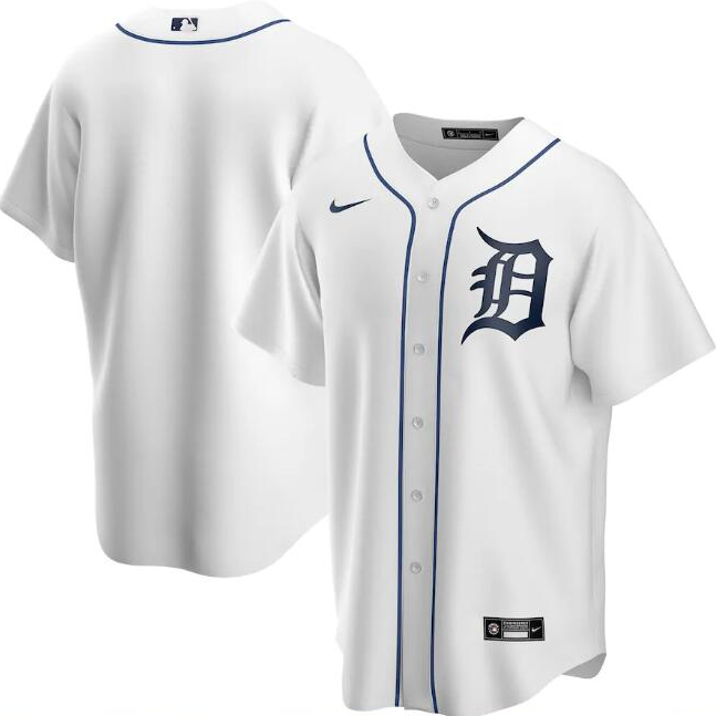 Men's Detroit Tigers Blank White Cool Base Stitched Jersey
